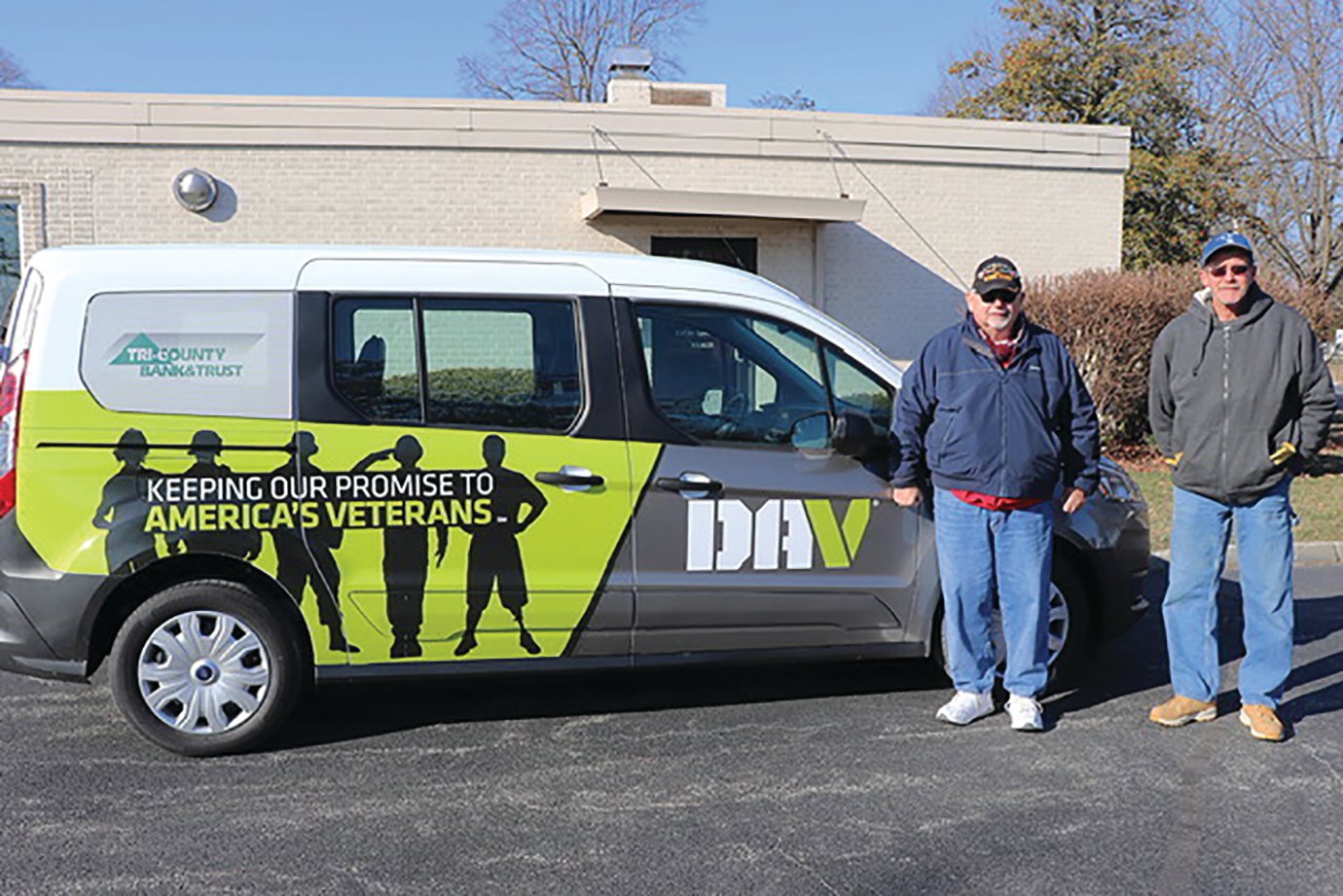 A 2020 Ford Flex transport van is received Friday by Veterans Service Officer Joe Ellis and others representing donor agencies such as Disabled American Veterans, Hoosier Heartland State Bank and Tri County Bank and Trust. A grant from the Montgomery County Community Foundation was also instrumental in the purchase, Ellis said.